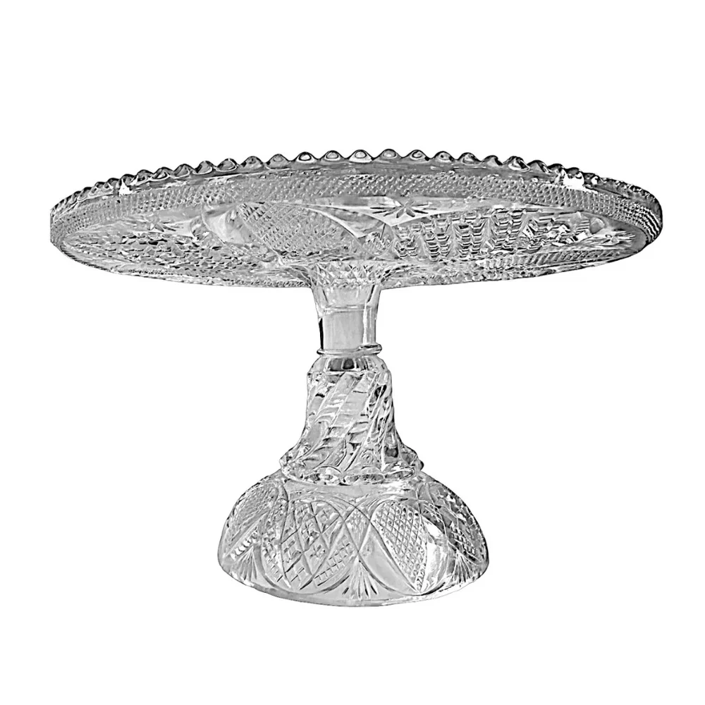 EAPG Vintage Clear Pressed Glass Cake Plate Stand Pedestal 9” Rare Collectible